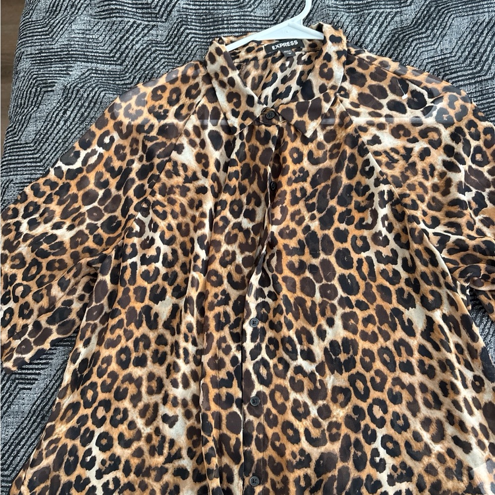 Express Animal Print Button-Up Shirt